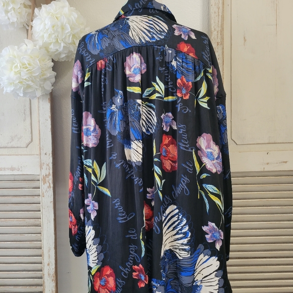 Free People high low floral long sleeve tee size XSmall - Picture 6 of 12